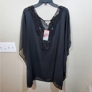 Beach boho crocheted lace sheer swim‎ suit coverup plus size 2X new!!!